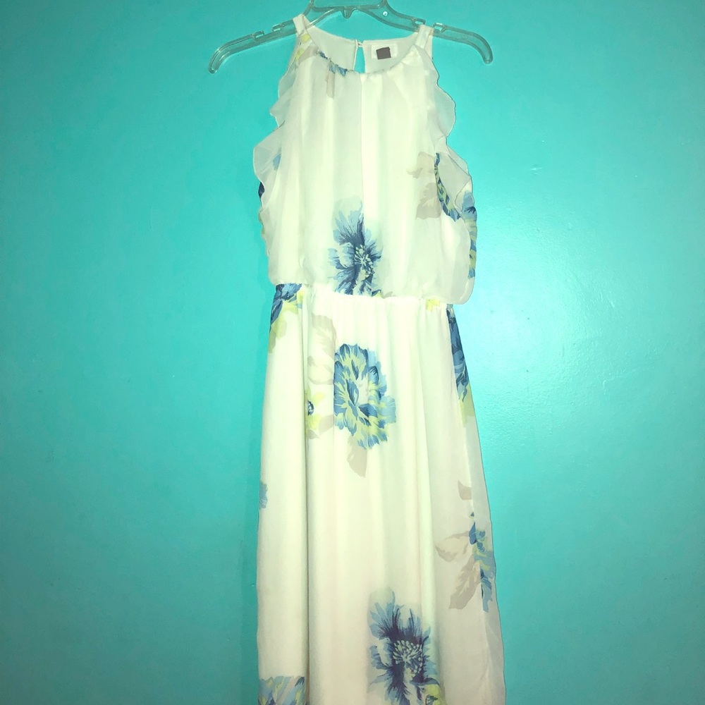 Beautiful White & Blue Floral Dress